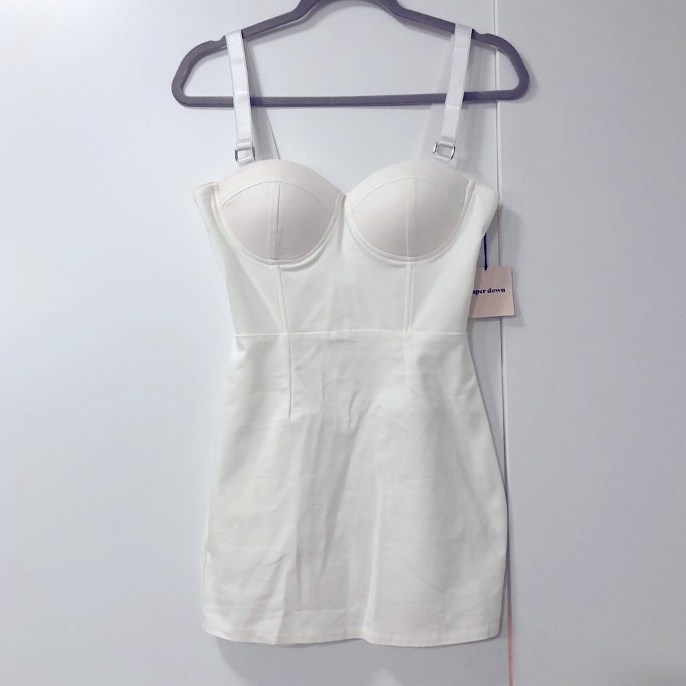 superdown White Mini Dress with Built-In Bustier
